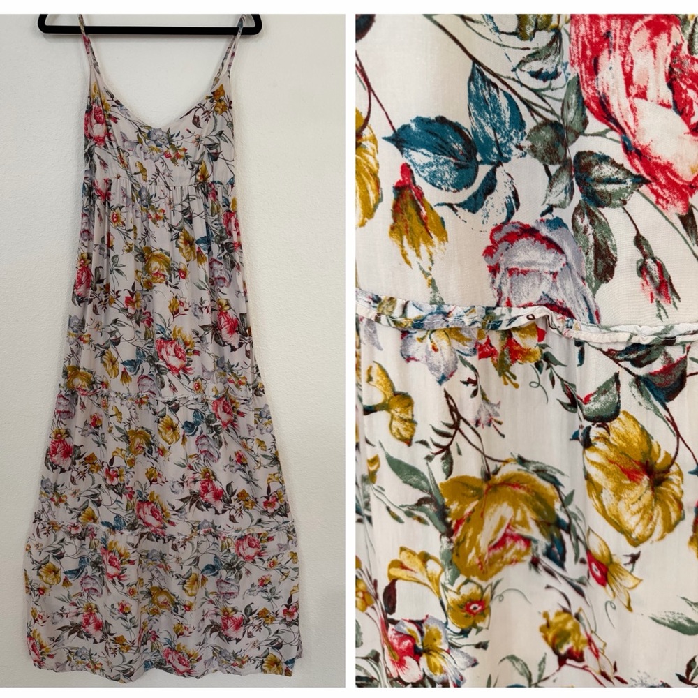 100% viscose Floral Maxi Dress - Multicolor  D014